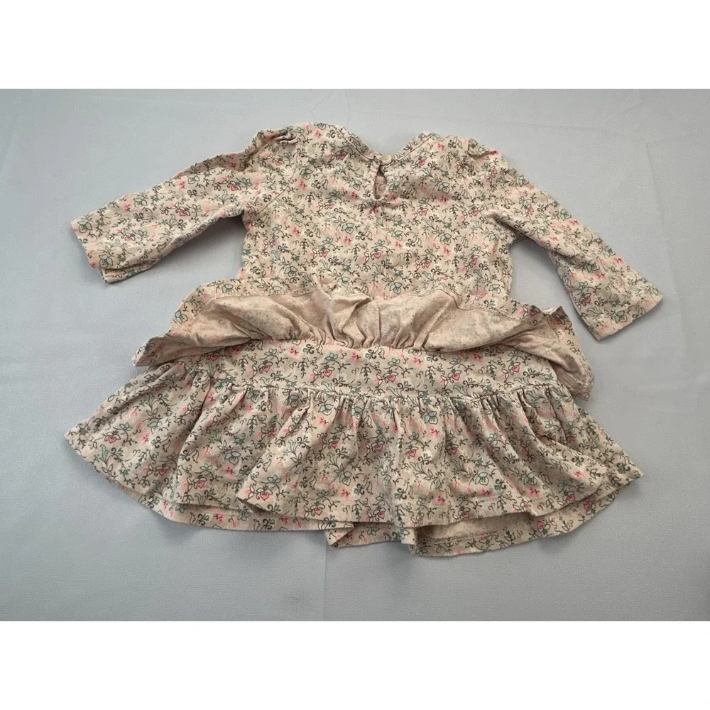 Baby Gap Girls Floral Ruffle Tiered Dress Pink 3-6 Months Cottagecore Cotton